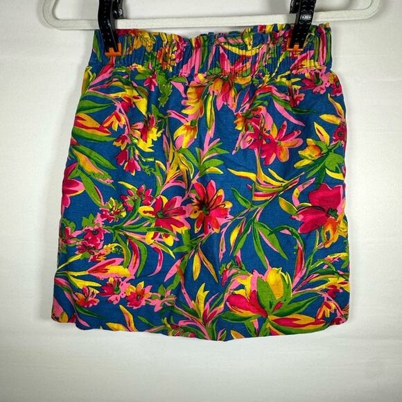 J. Crew Linen Tropical Floral Tiered Mini Skirt Women's US 2 Vacation Office EUC - Picture 2 of 6
